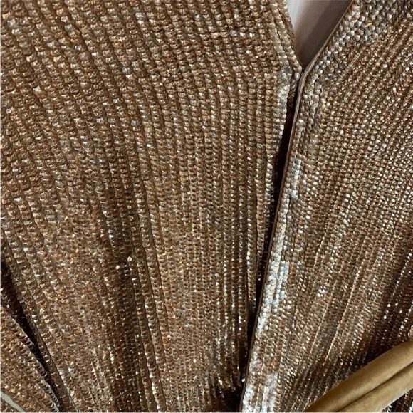Retrofete Gabrielle Sequin Long Sleeve Robe Dress in Bronze Size XXS - Picture 7 of 16
